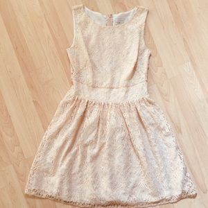 Ann Taylor Loft peach lace fit and flair dress 8